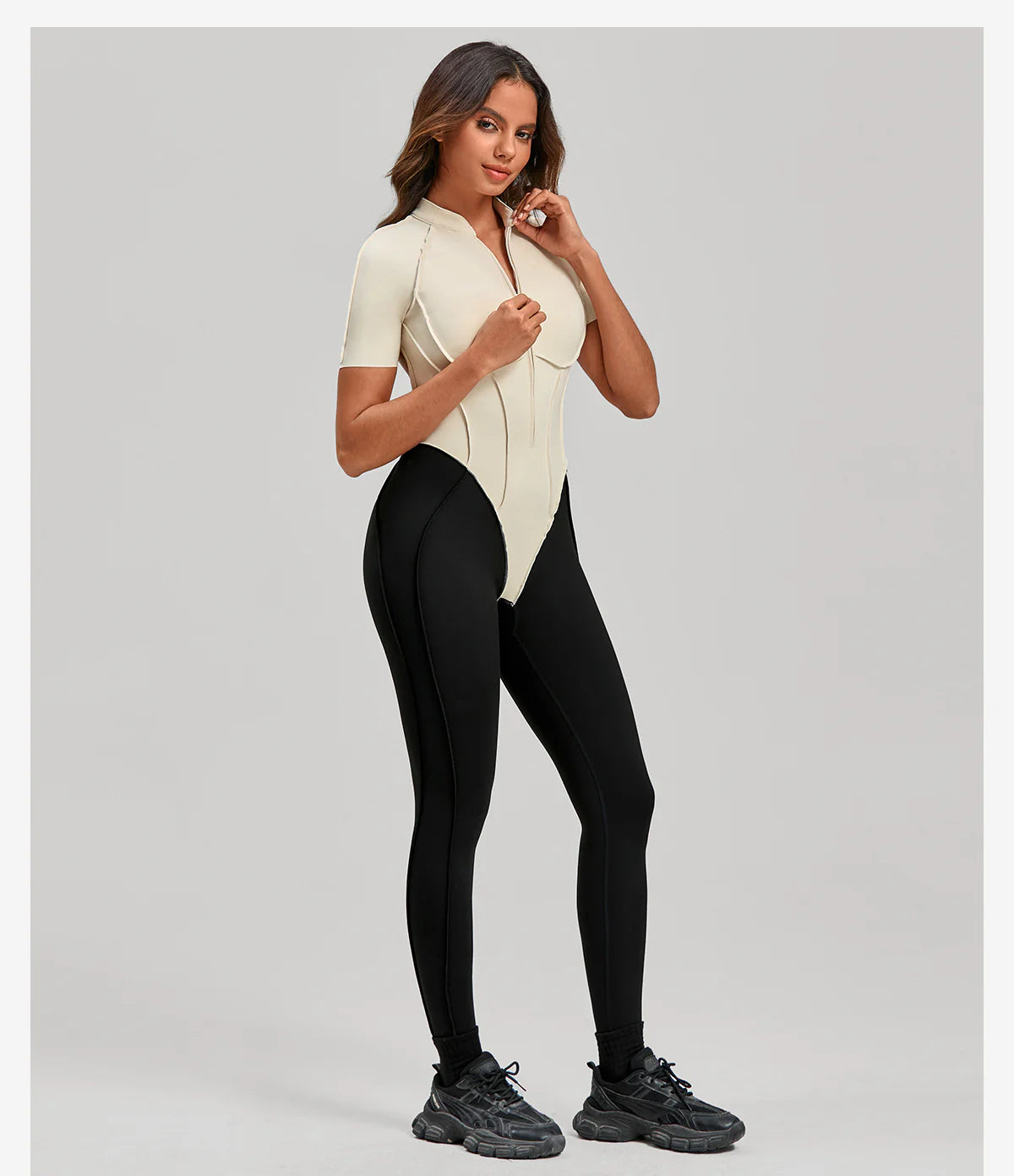 GALAXY ZIP TINY BICOLOR IVORY / JUMPSUIT