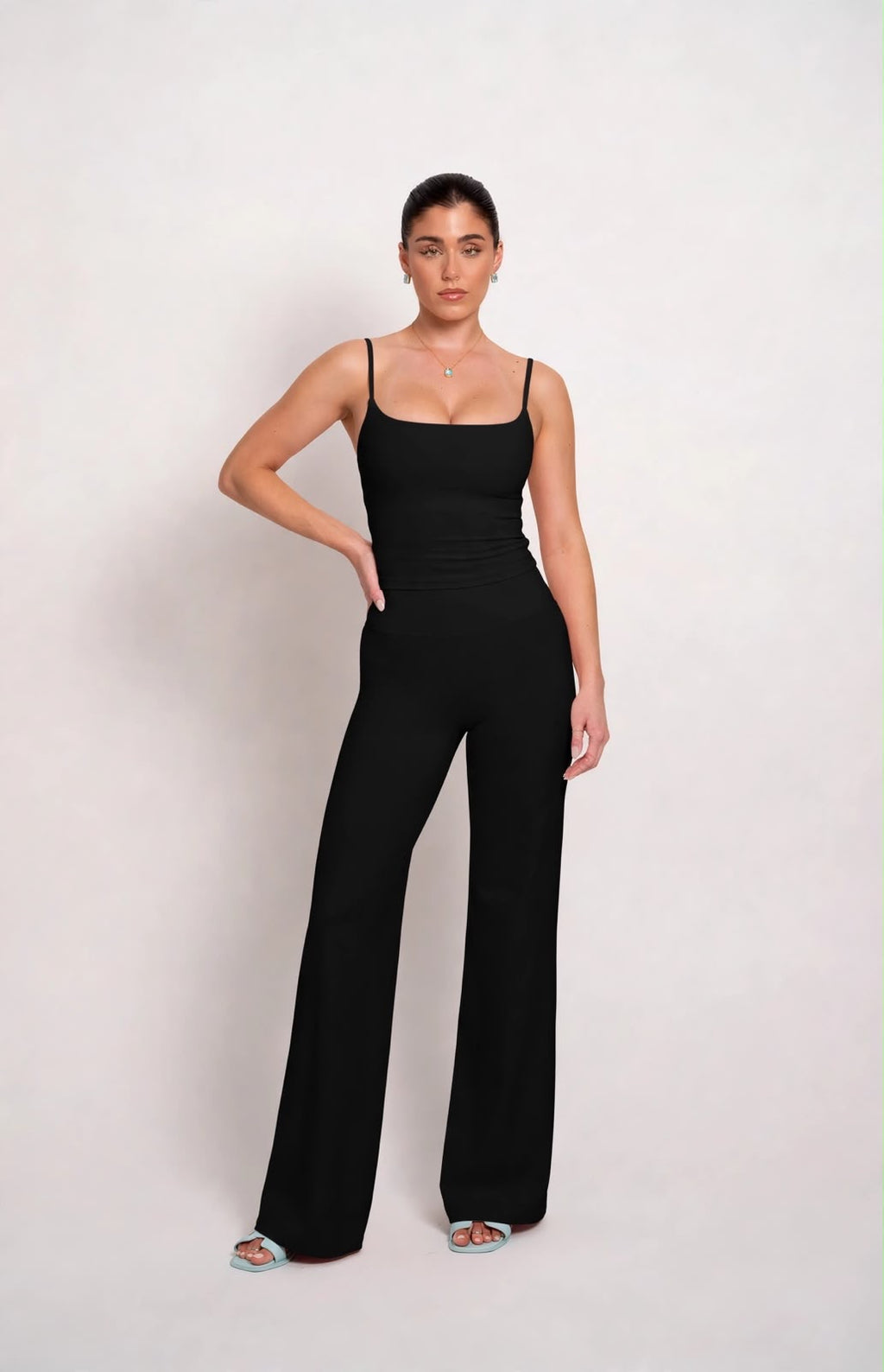 LEGGING SARA TANK - 2 FLARE NEGRO