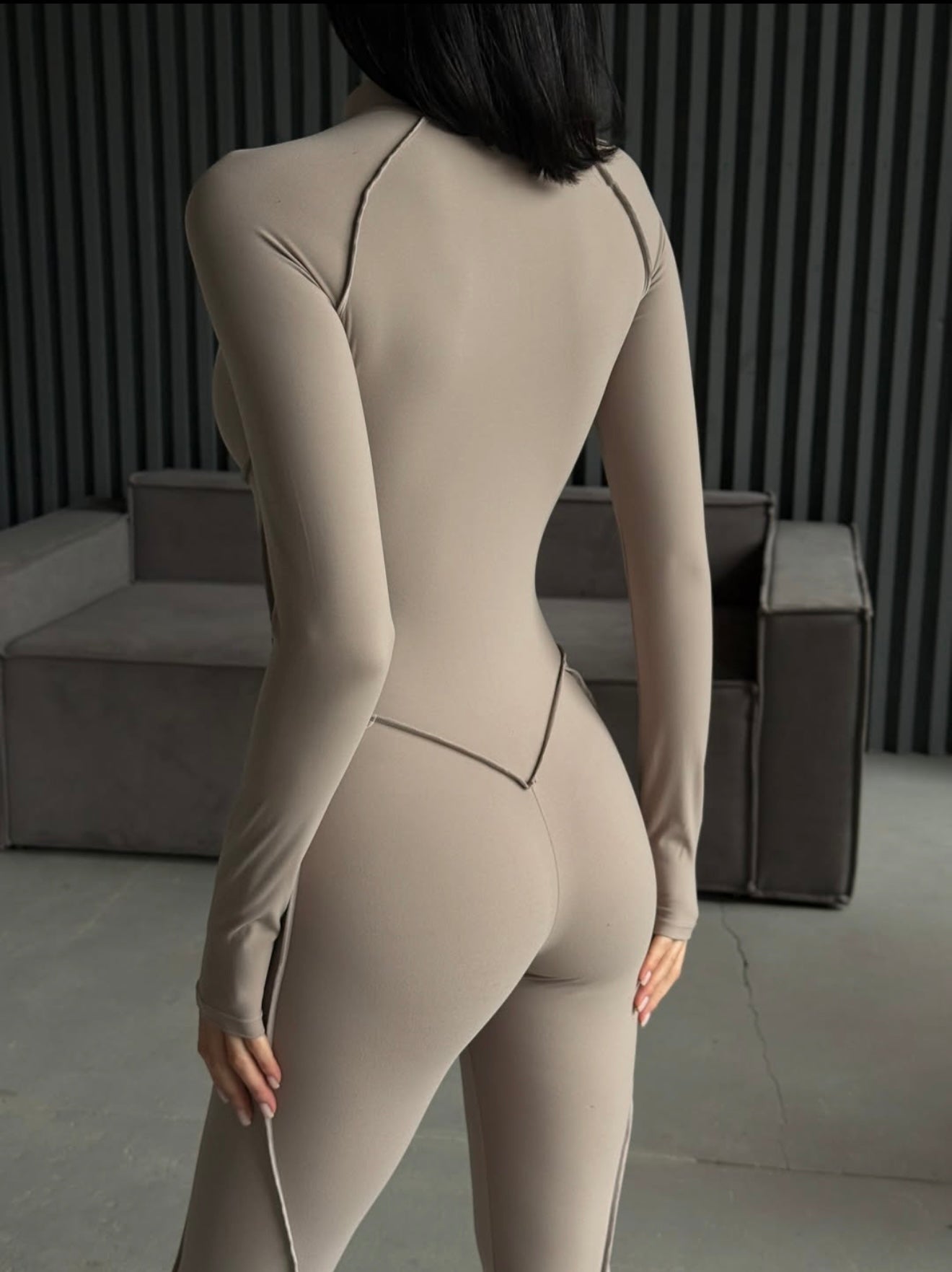 ZIP FULL GALAXY BEIGE - JUMPSUIT