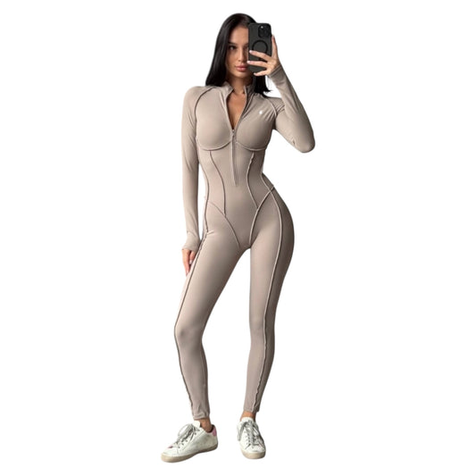ZIP FULL GALAXY BEIGE - JUMPSUIT