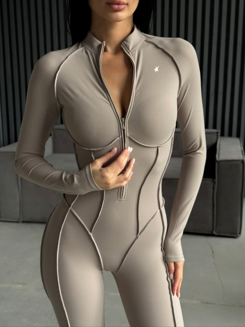 ZIP FULL GALAXY BEIGE - JUMPSUIT