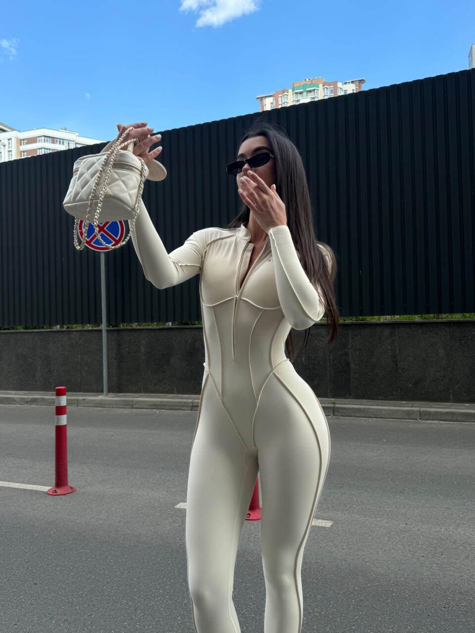 GALAXY ZIP FULL IVORY - JUMPSUIT